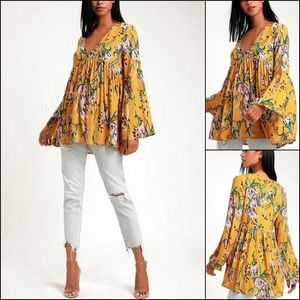 Free People Yellow Floral Tunic Top Dress